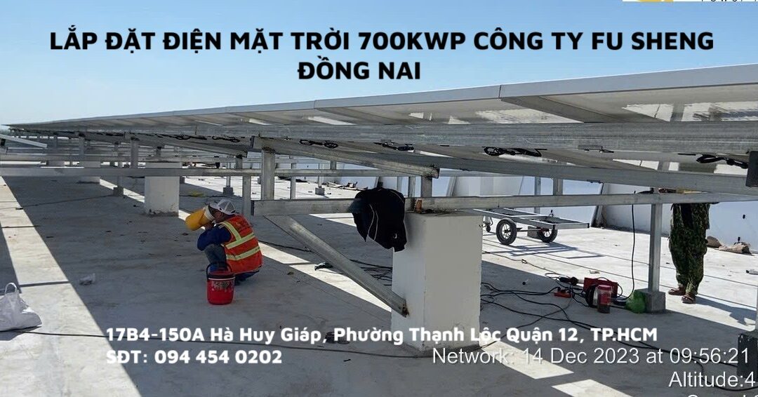 Lắp đặt điện mặt trời mái nhà công ty Fu Sheng Đồng Nai